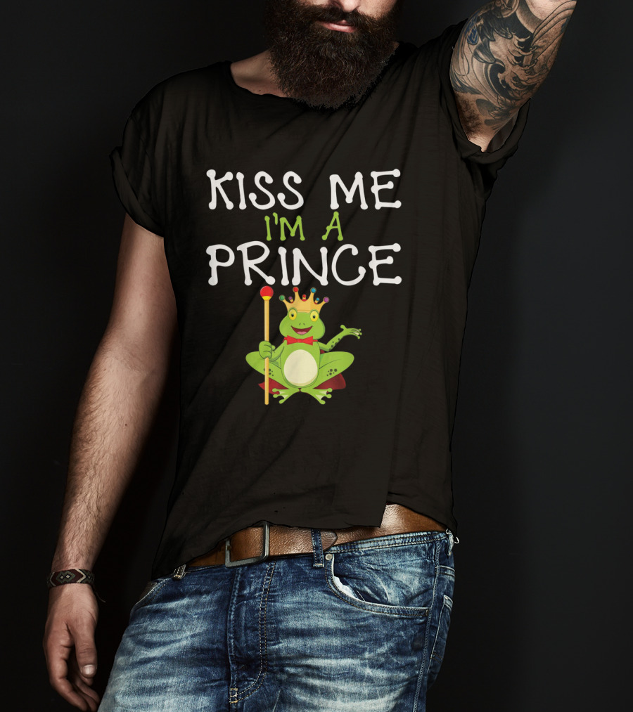 Kiss Me I'm A Frog Prince With Crown And Scepter T-Shirt