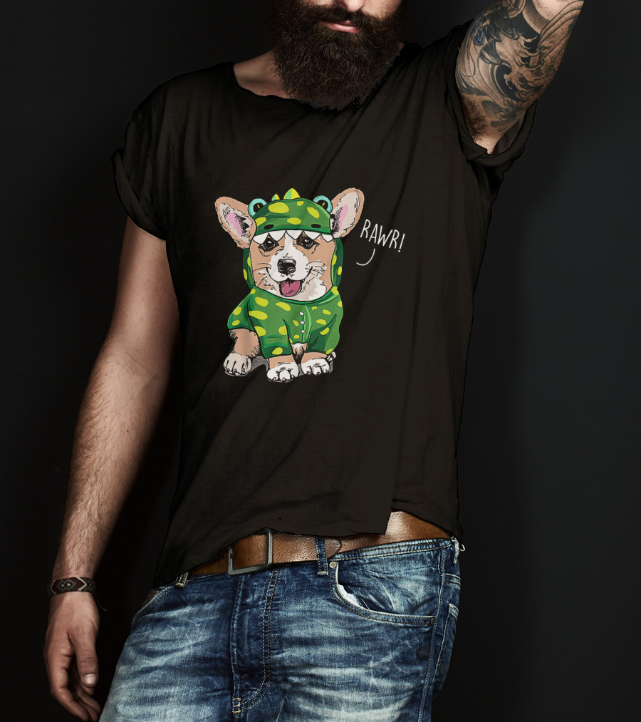 Rawr Welsh Corgi Dressed As Dinosaur Costume Rex T-Shirt