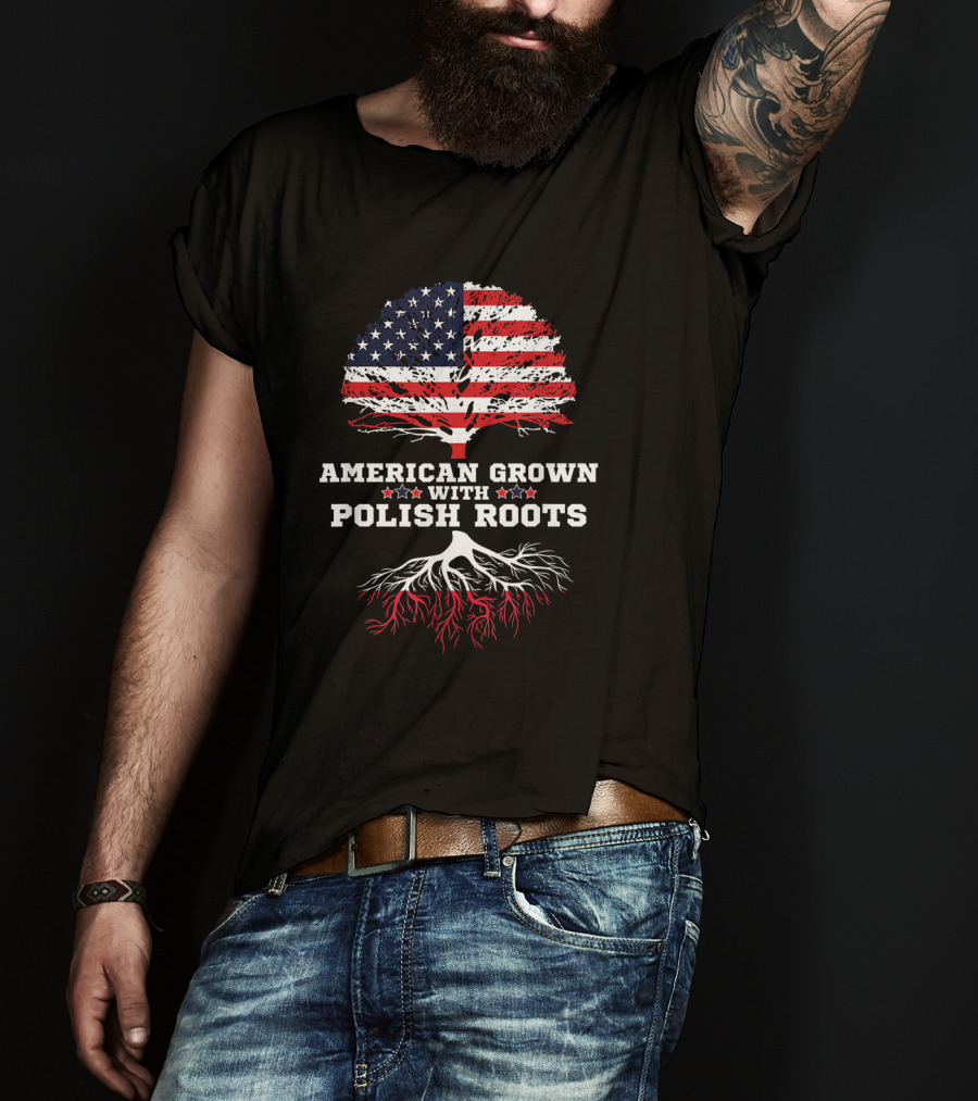 American Grown With Polish Roots Flag Tree T-Shirt