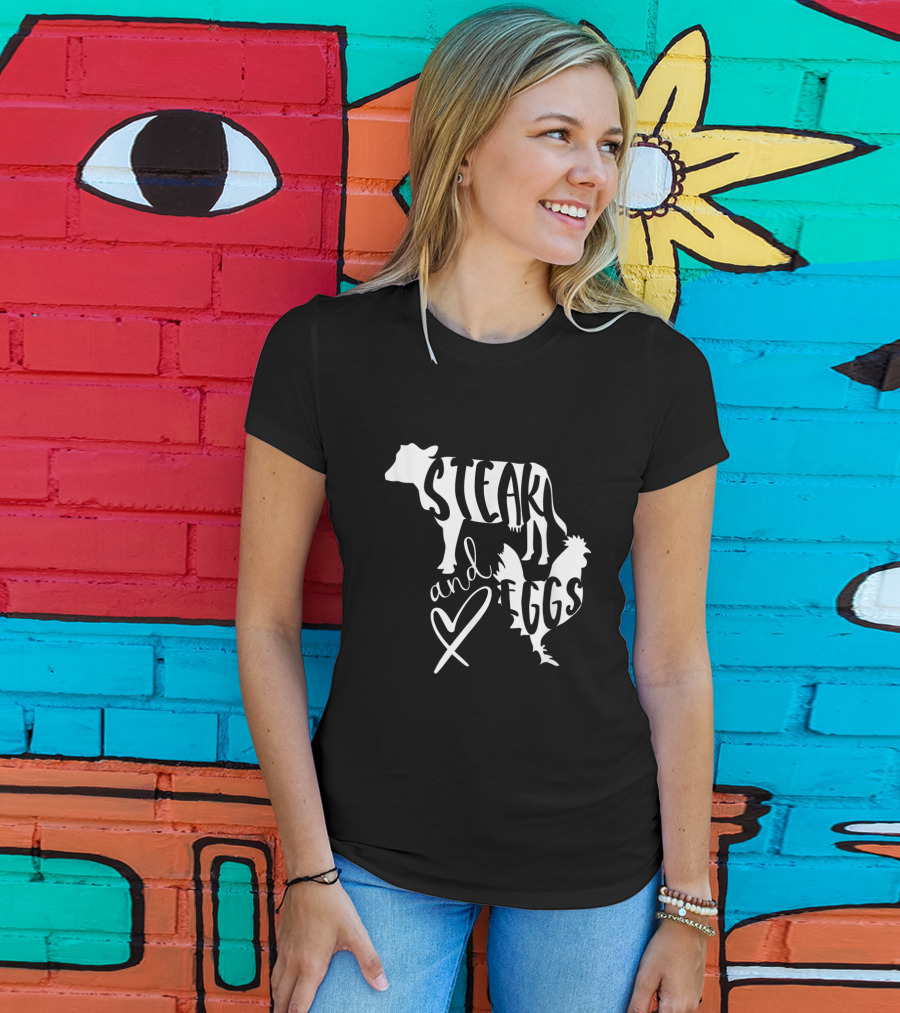 Steak And Eggs Funny Keto Low Carb Cow And Chicken T-Shirt