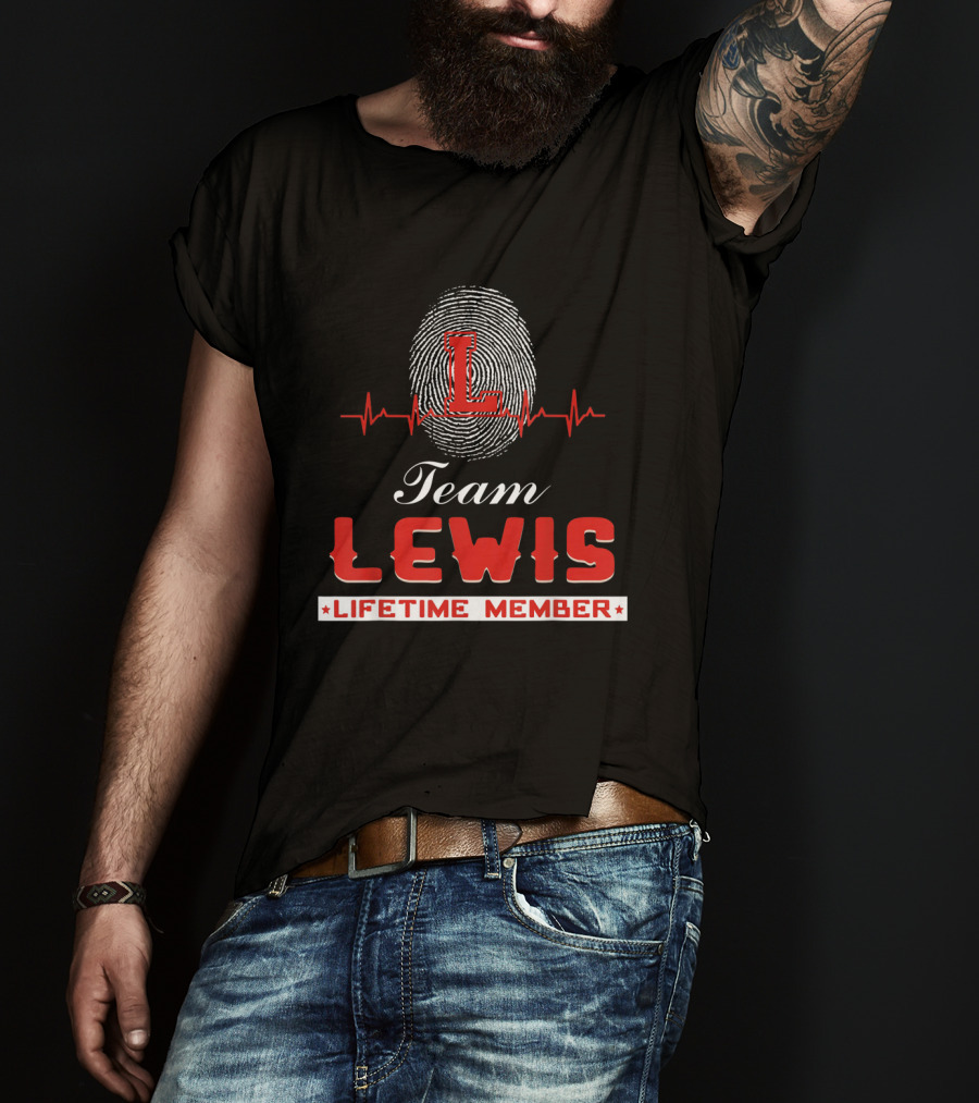 Team Lewis Lifetime Member Fingerprint Heartbeat T-Shirt