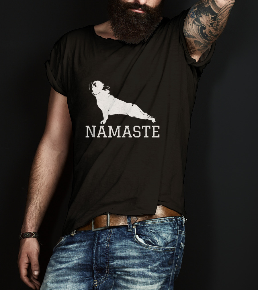 Namaste French Bulldog Yoga Pose Humor T-Shirt