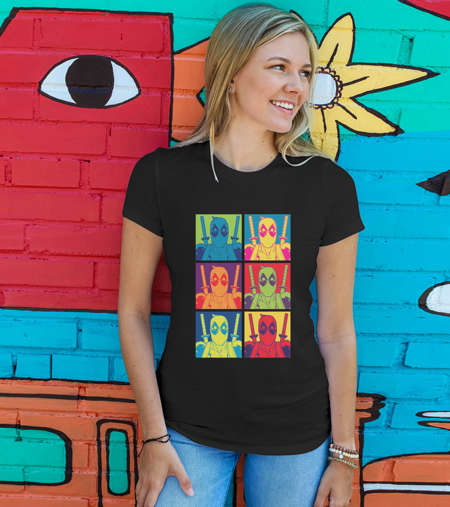 Marvel Deadpool Pop Art Colorful Square Box Repeat T-Shirt