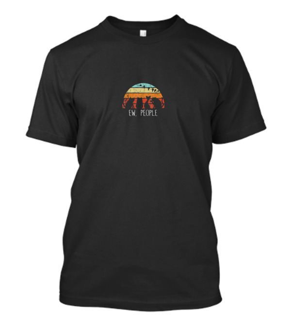 Ew People Meowy Cat Lovers Funny Vintage Sunset T-Shirt