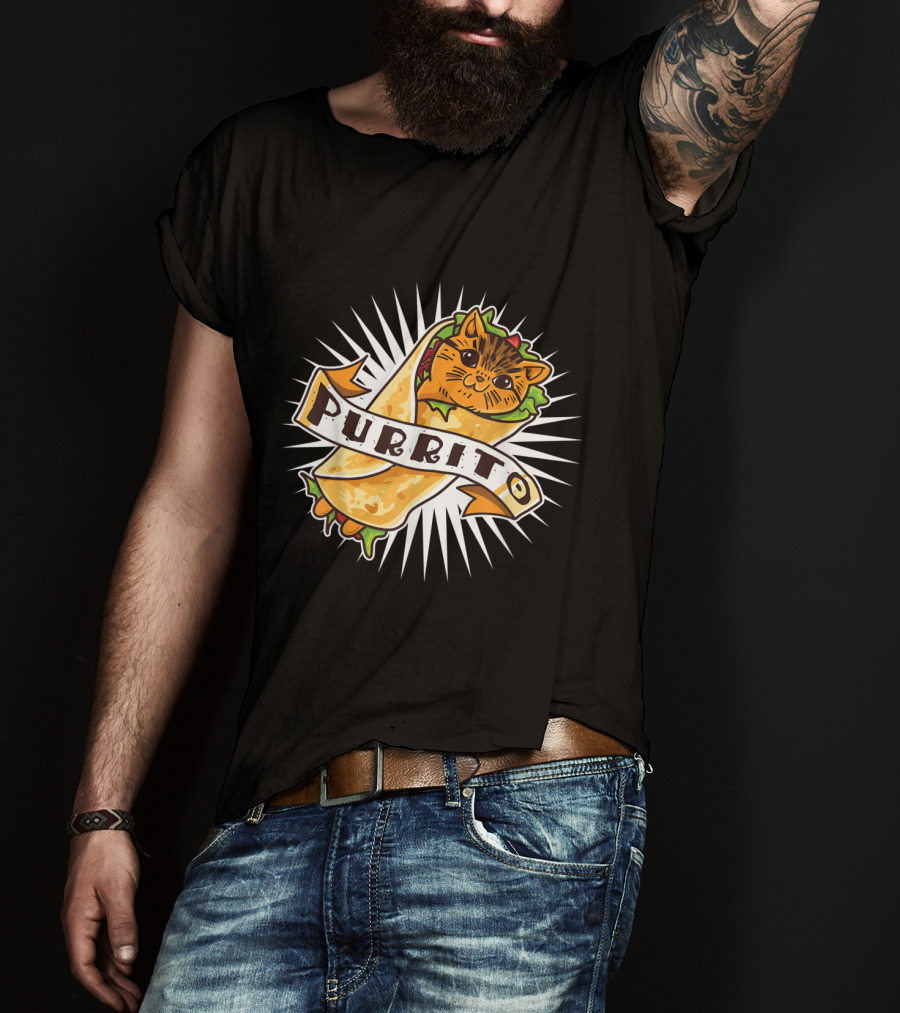Purrito Funny Kitten Cat Burrito 4 Cat Lovers Delight T-Shirt