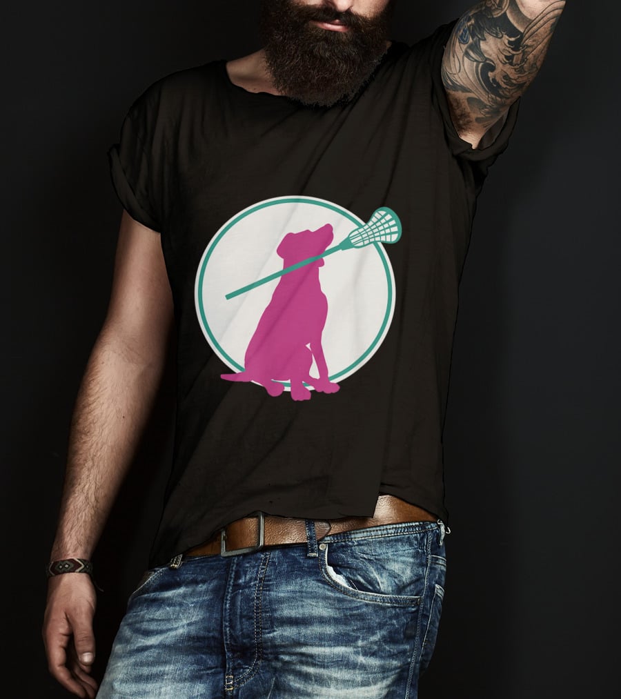 Lacrosse Dog With Girl Stick Girls Lacrosse Tees Circle T-Shirt