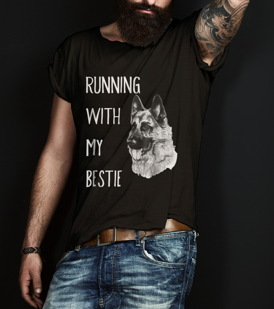 Running With My Bestie German Shepherd Dog For Runners T-Shirt
