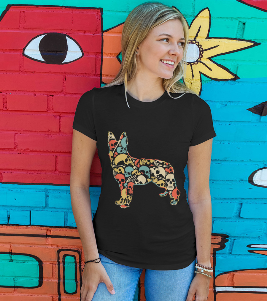Skeleton Skull German Shepherd Vintage T-Shirt
