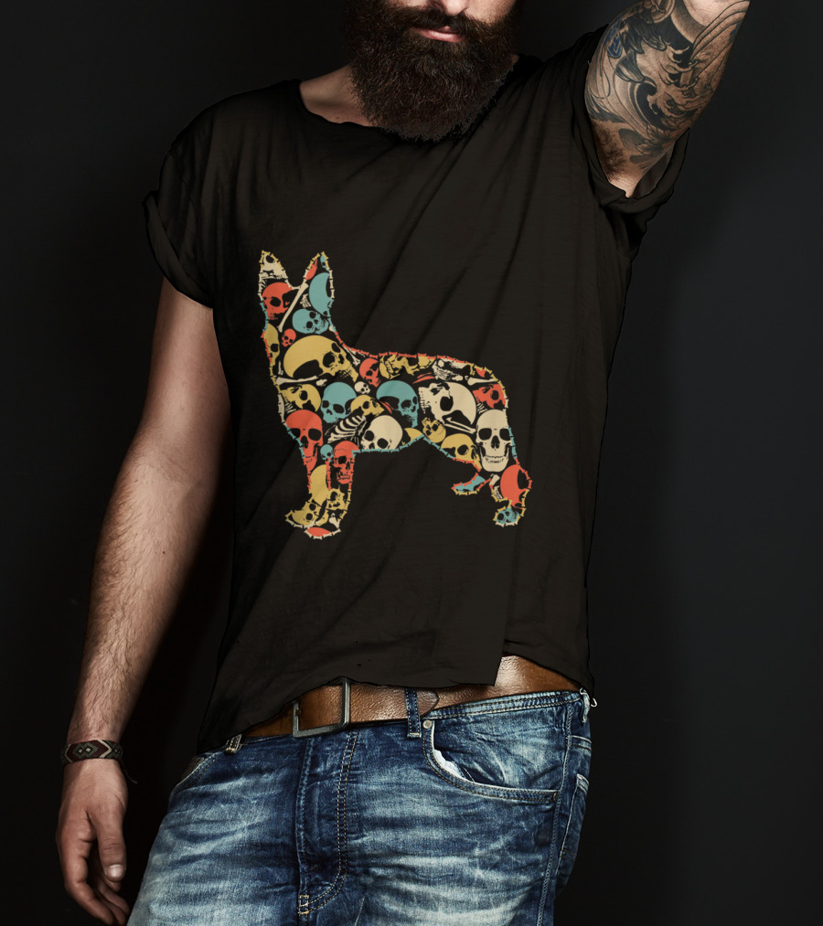 Skeleton Skull German Shepherd Vintage T-Shirt