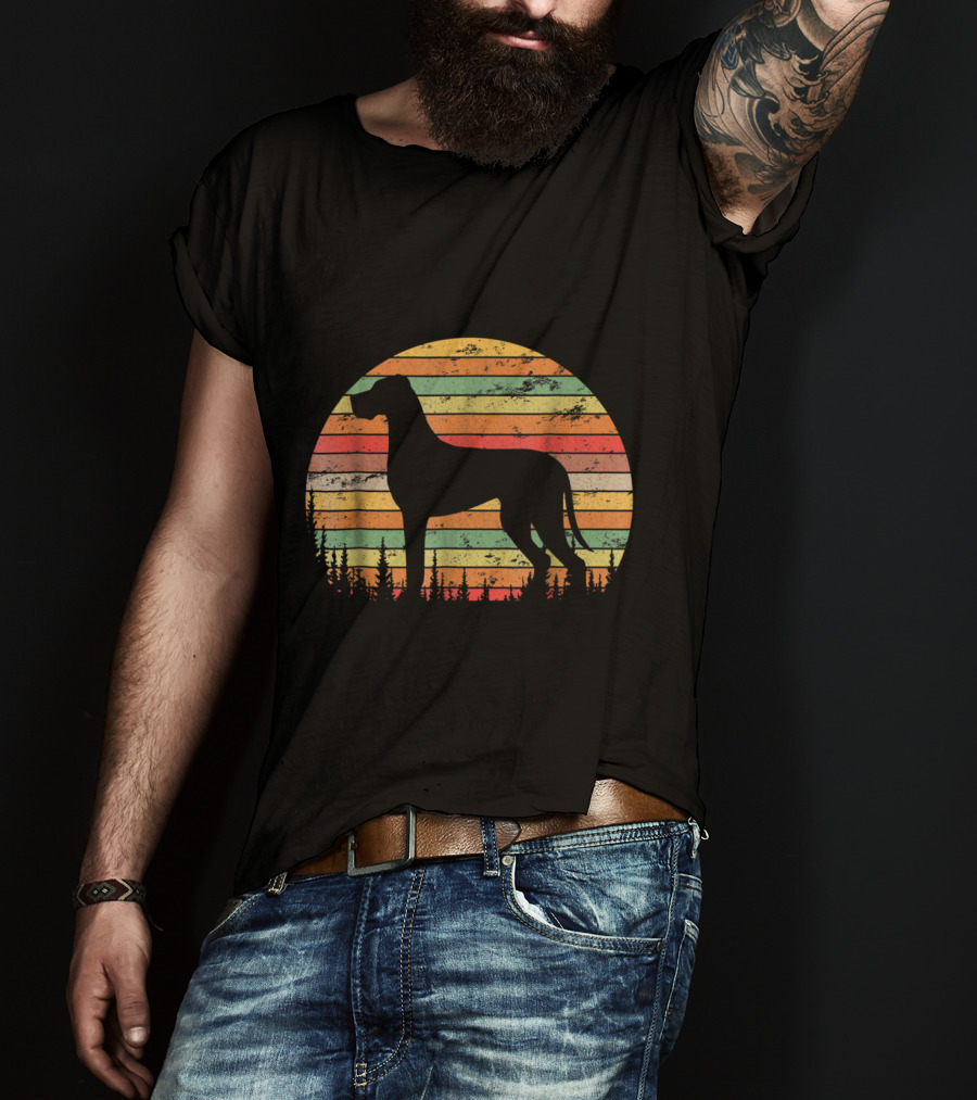 Vintage Retro Great Dane Dog Silhouette For T-Shirt