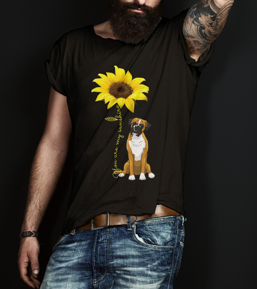 You Are My Sunshine Sunflower Cute Boxer Dog Mom Mother Day T-Shirt