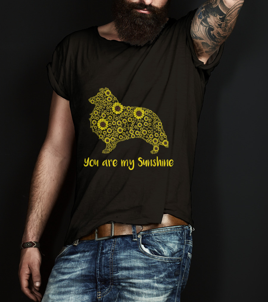 You Are My Sunshine Sunflower Sheltie Silhouette Mom Mama Lover T-Shirt
