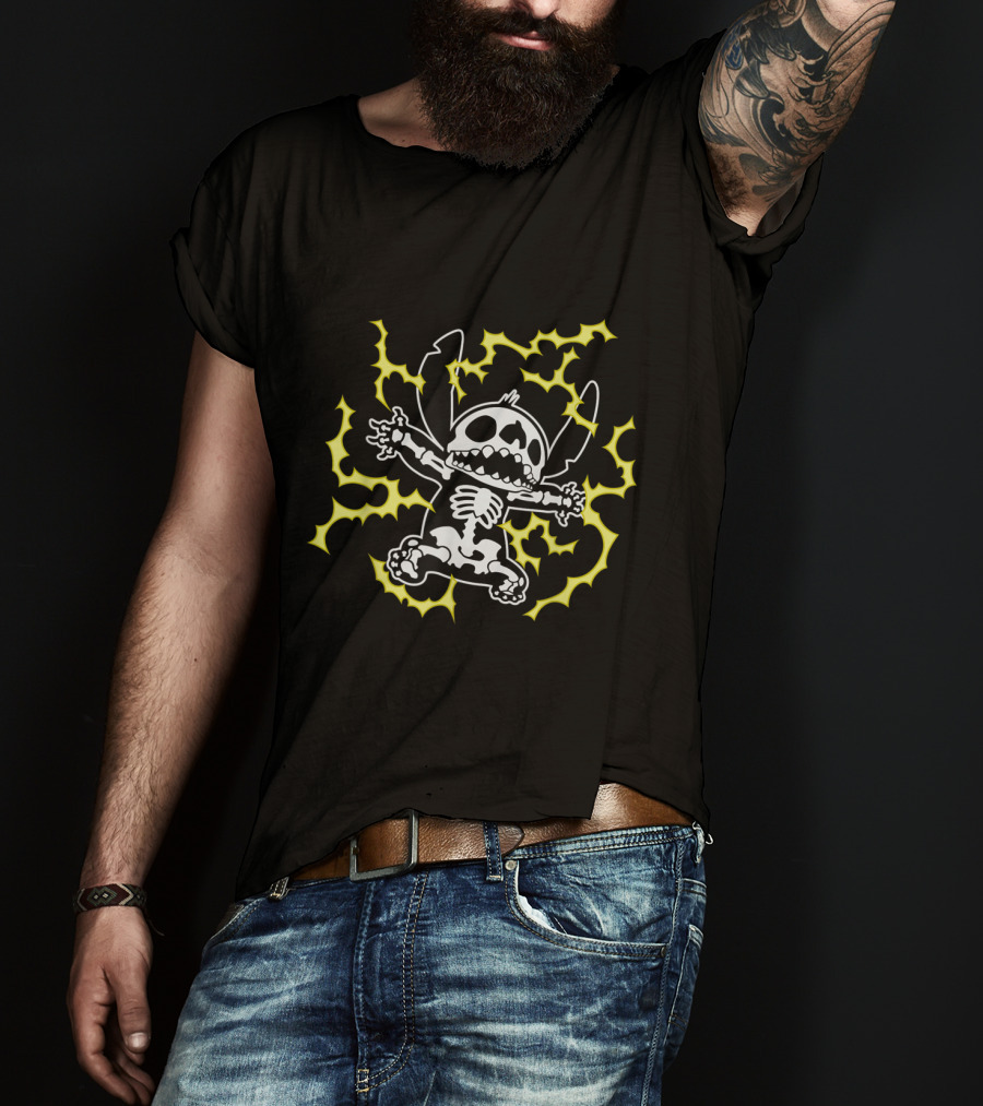 Disney Stitch Skeleton Electric Shock T-Shirt