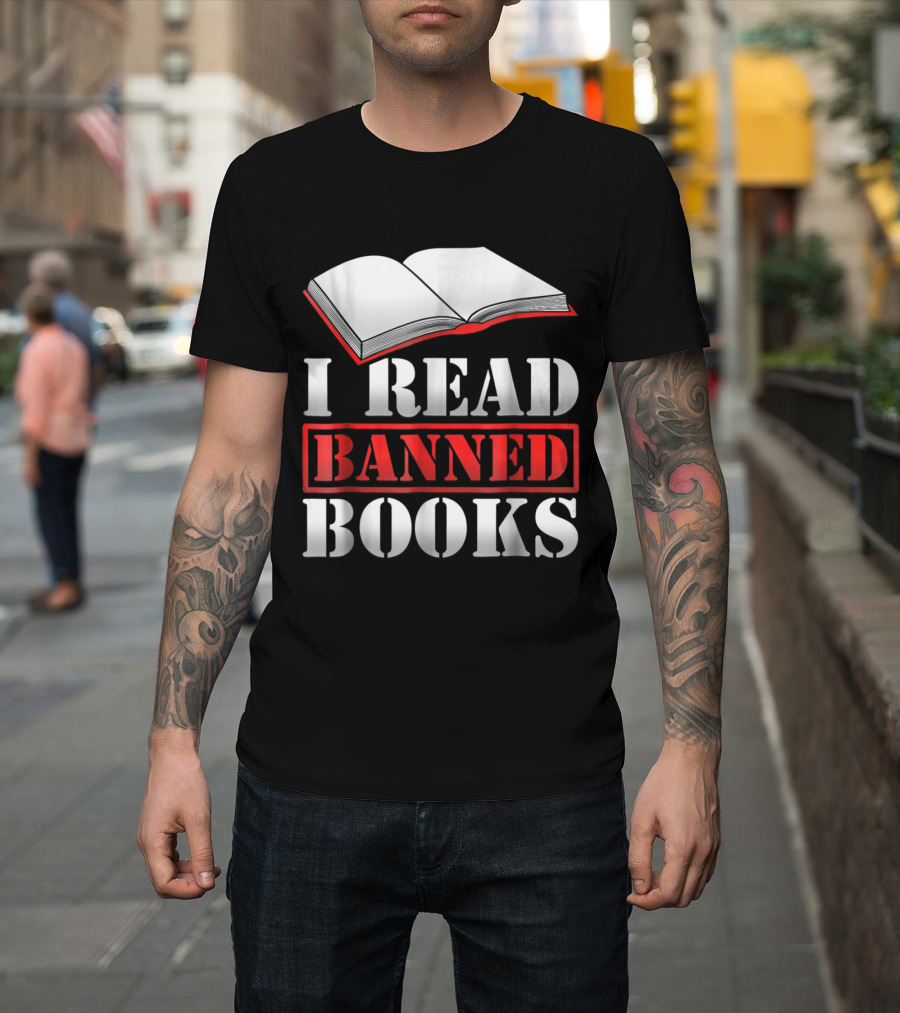 I Read Banned Books Open Book Icon Novelty Readers T-Shirt