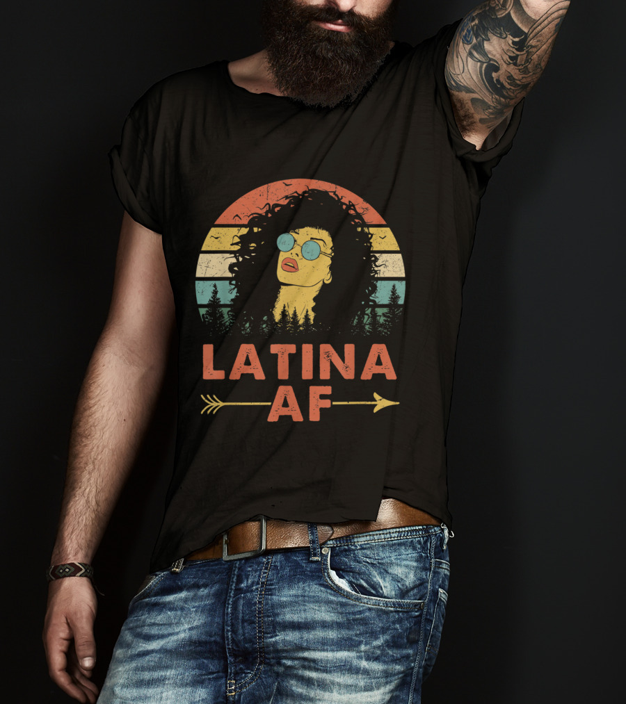 Latina AF Vintage Sunset Style Forest Retro женщин T-Shirt