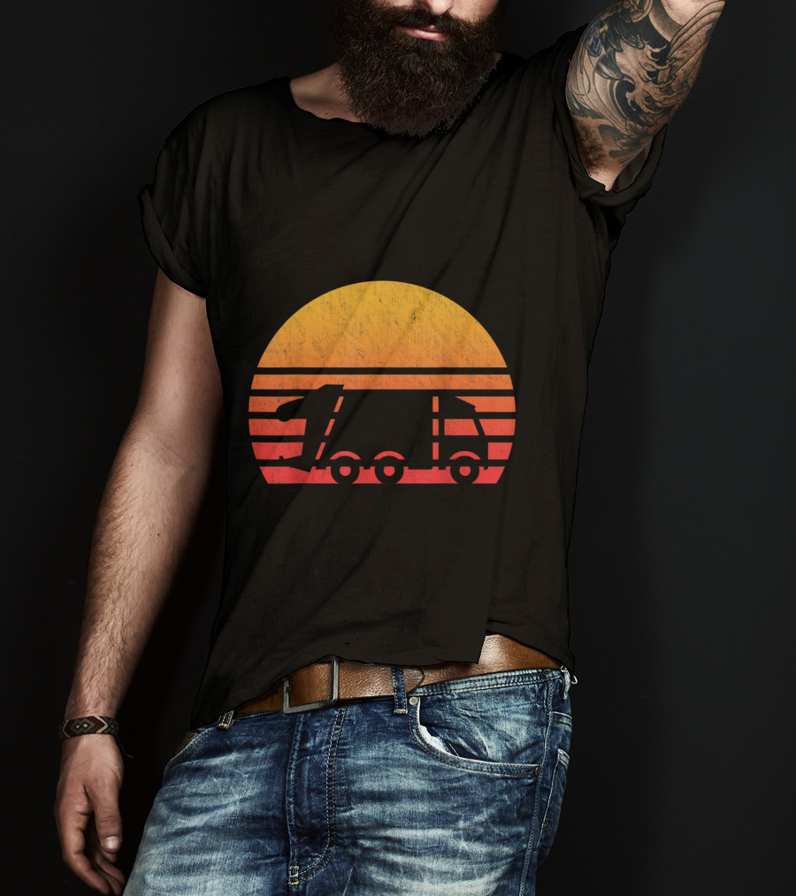 Vintage Sunset Garbage Truck T-Shirt