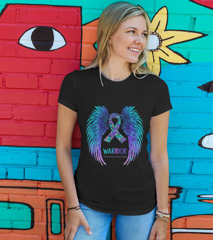 Warrior Angel Wings Fibromyalgia Awareness T-Shirt
