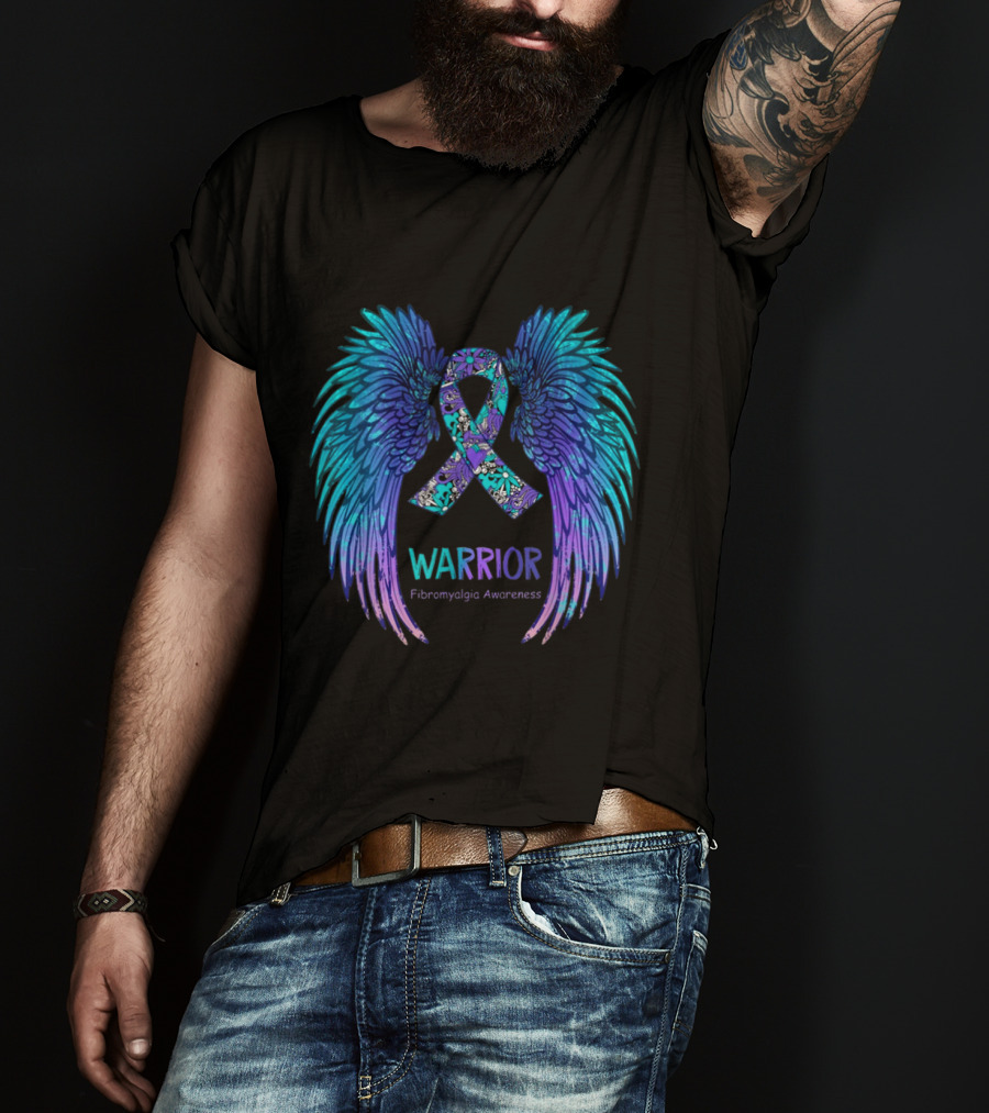 Warrior Angel Wings Fibromyalgia Awareness T-Shirt