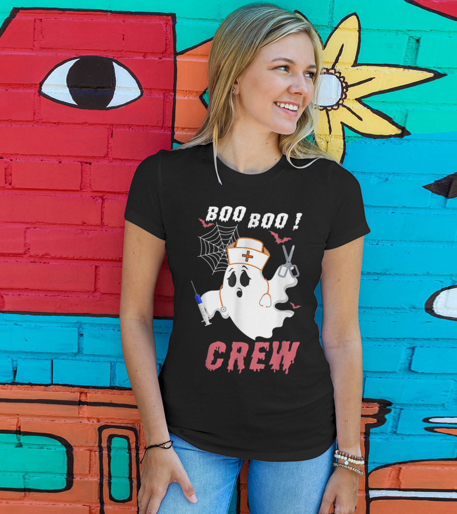 Boo Boo Crew Nurse Ghost Halloween Nurse Costume T-Shirt