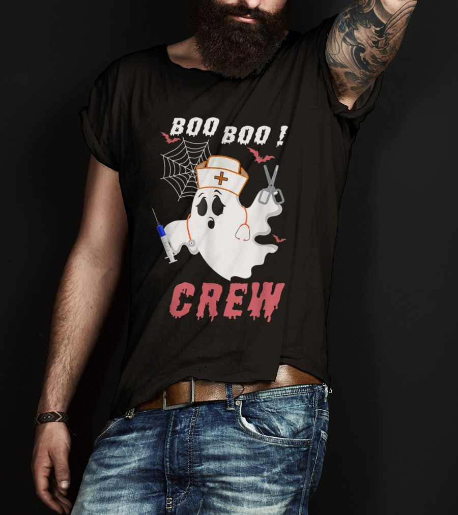 Boo Boo Crew Nurse Ghost Halloween Nurse Costume T-Shirt