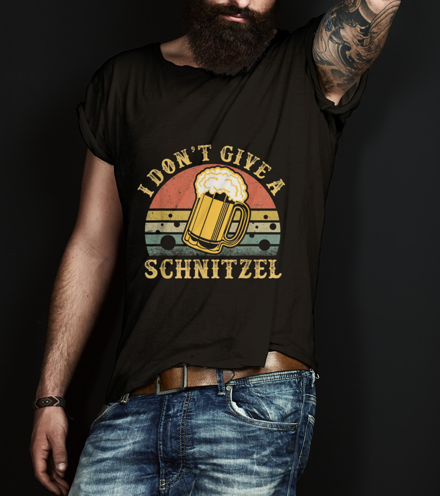 I Don't Give A Schnitzel Oktoberfest German Beer Mug Retro Sunset T-Shirt