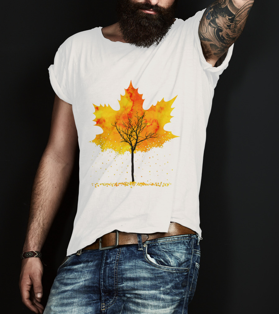 Maple Tree Autumn Leaves Fall Forest Scene T-Shirt