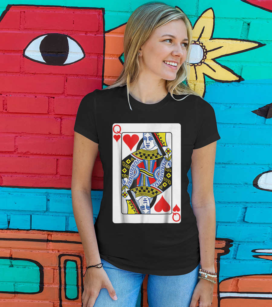 Queen Of Hearts Playing Card Poker T-Shirt
