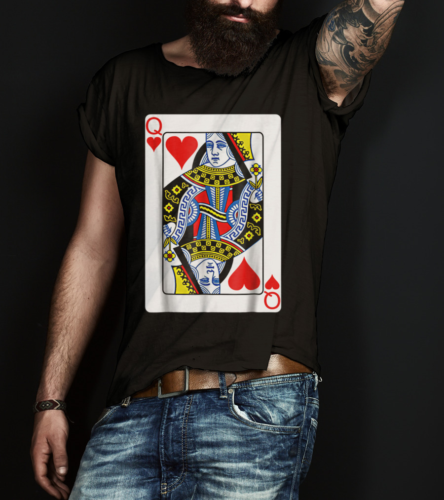 Queen Of Hearts Playing Card Poker T-Shirt