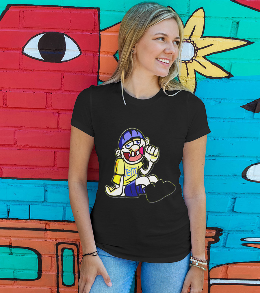 Sml Jeffy Character With Blue Helmet And Yellow Shirt Sitting T-Shirt