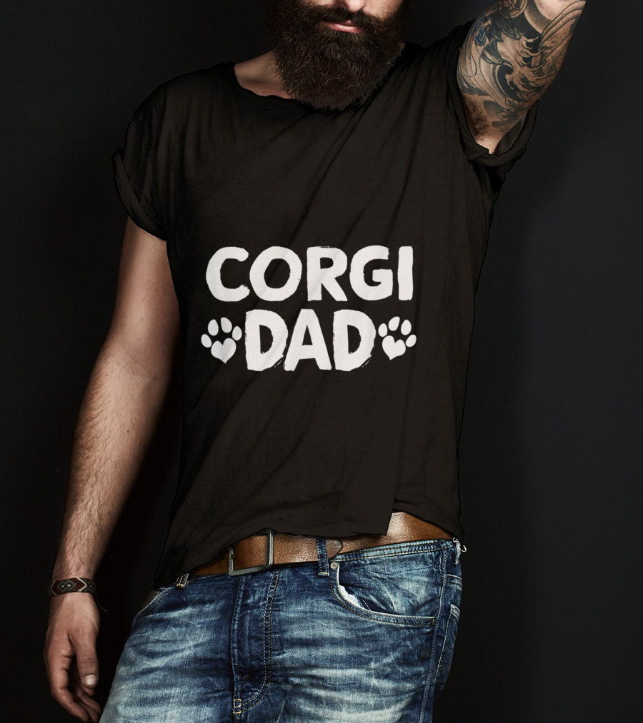 Corgi Dad Paw Print Heart T-Shirt