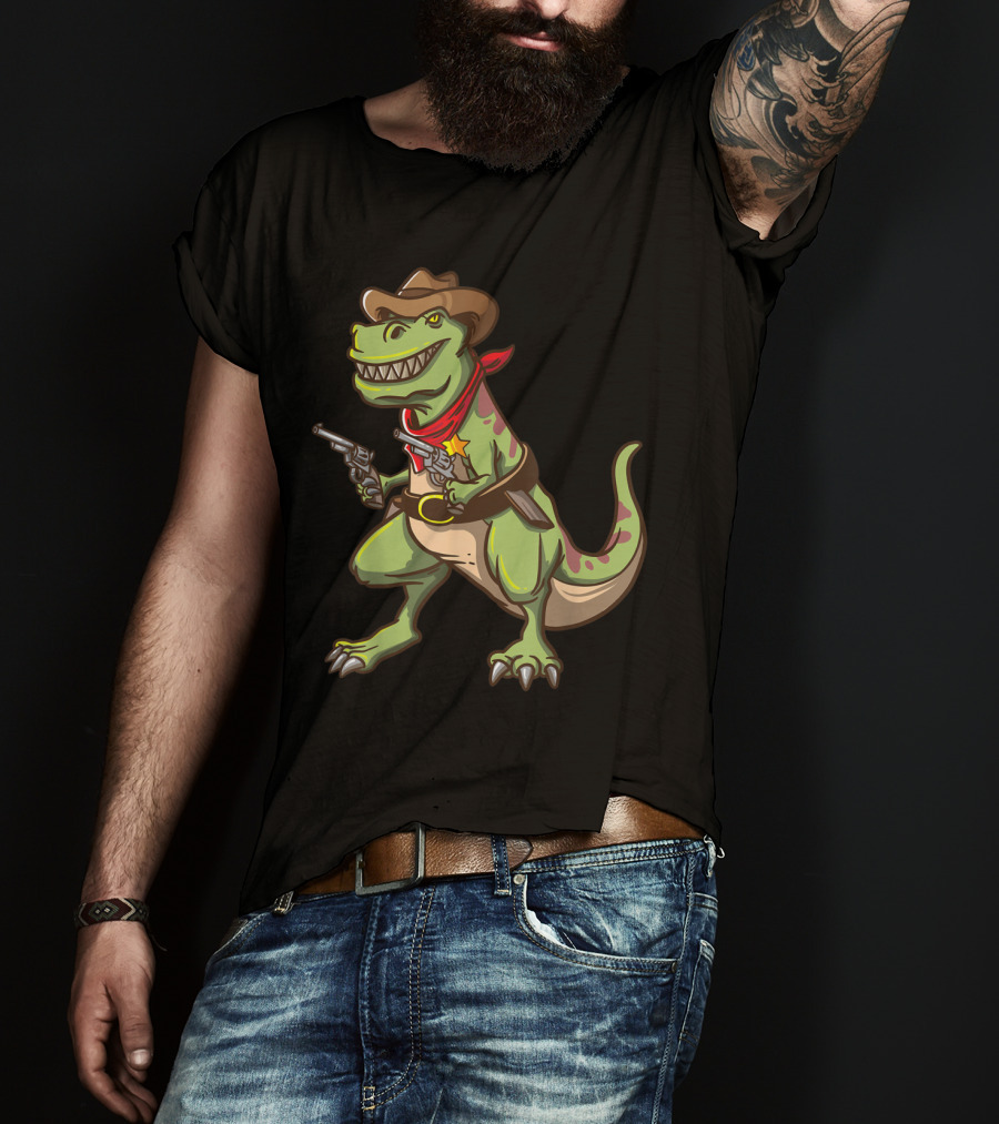 Wild West Cowboy Dinosaur T-Rex Kids Country Adventure T-Shirt
