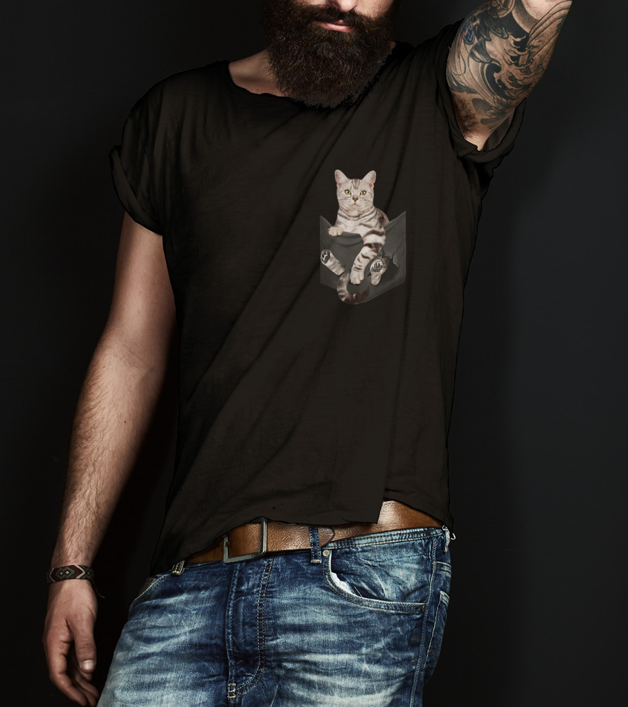 American Shorthair Cat Humor In Your Pocket T-Shirt