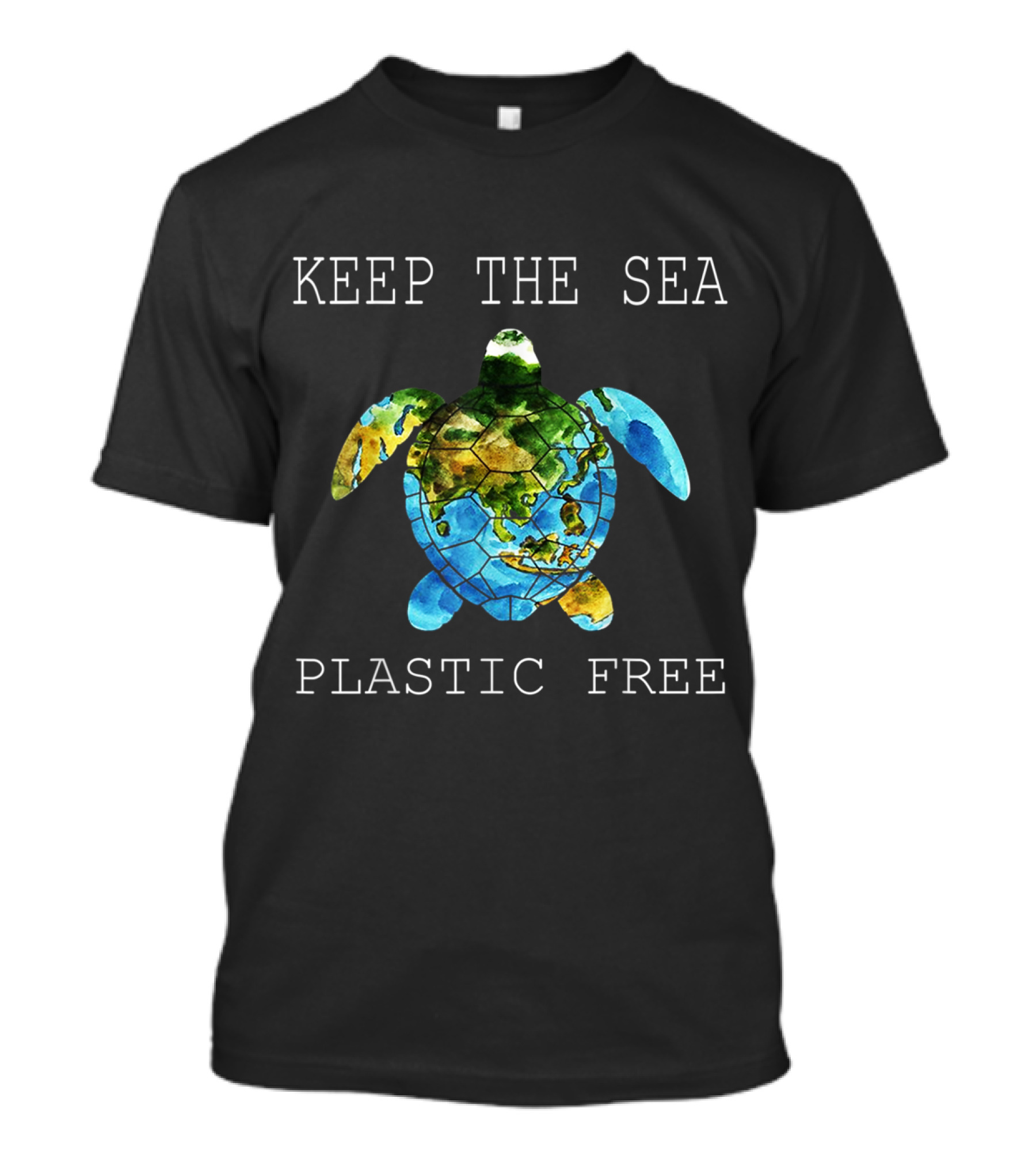 Keep The Sea Plastic Free Turtle Map T-Shirt