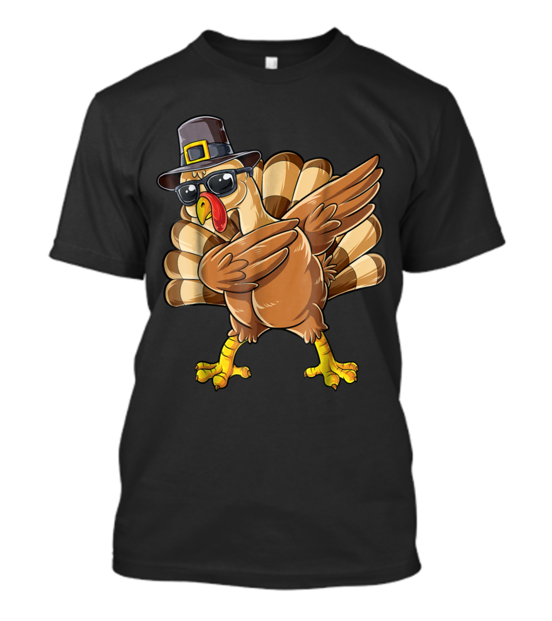 Thanksgiving Dabbing Turkey Pilgrim Hat Sunglasses Boys Day T-Shirt