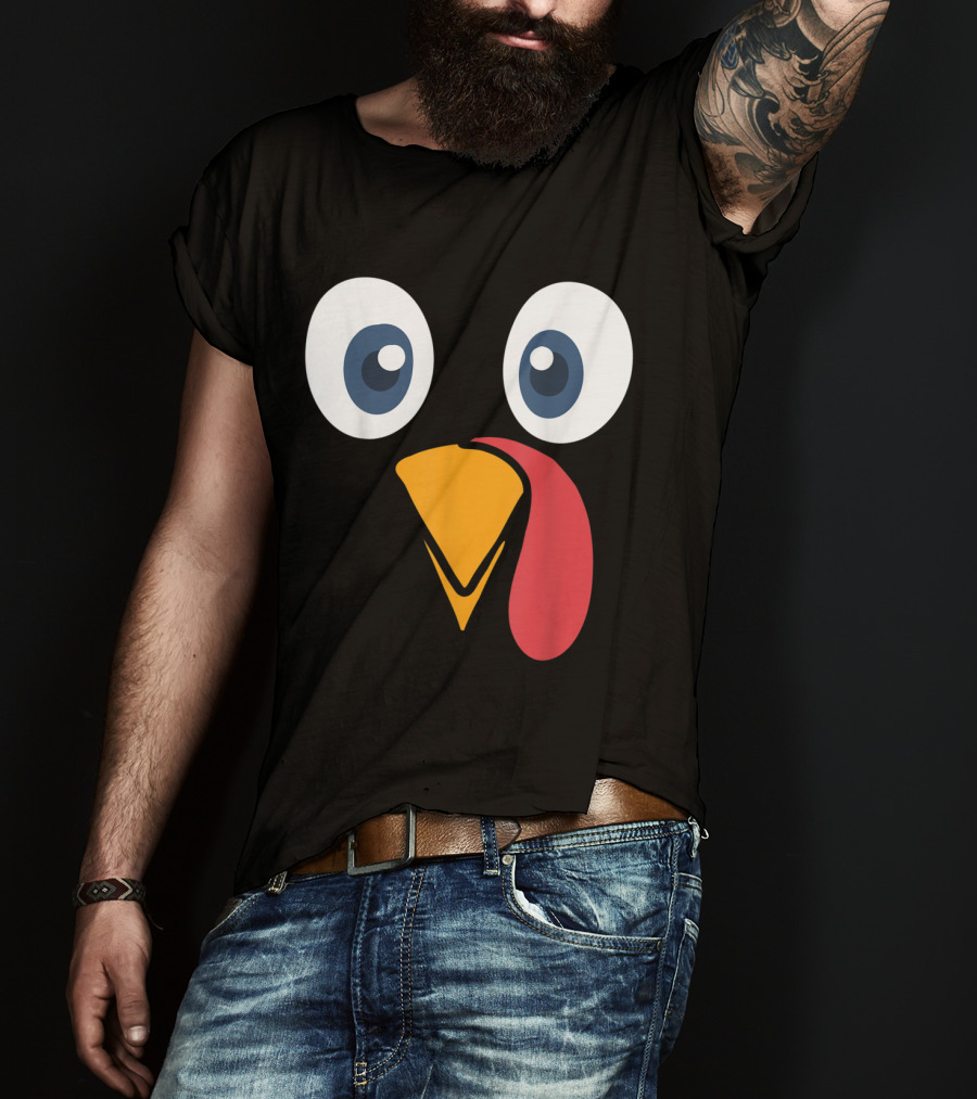 Thanksgiving Turkey Face Cartoon Eyes Beak And Snood T-Shirt