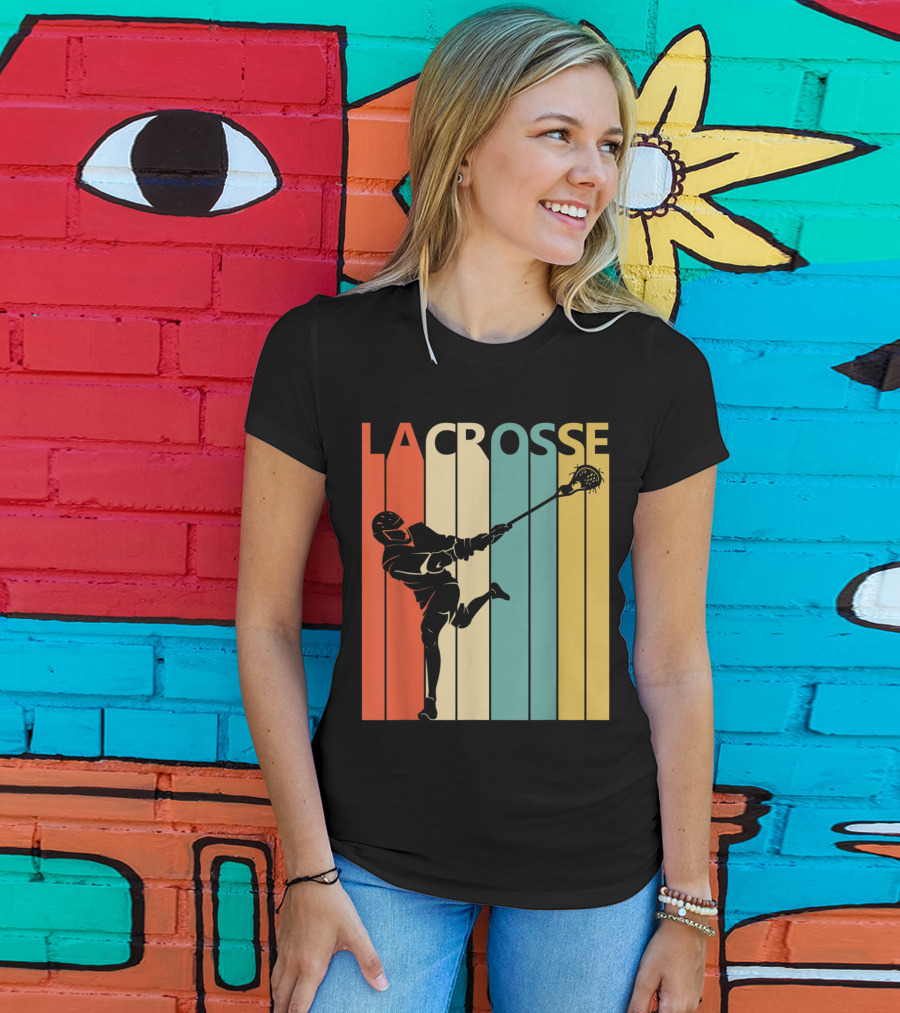 Vintage Lacrosse Retro Stripes T-Shirt