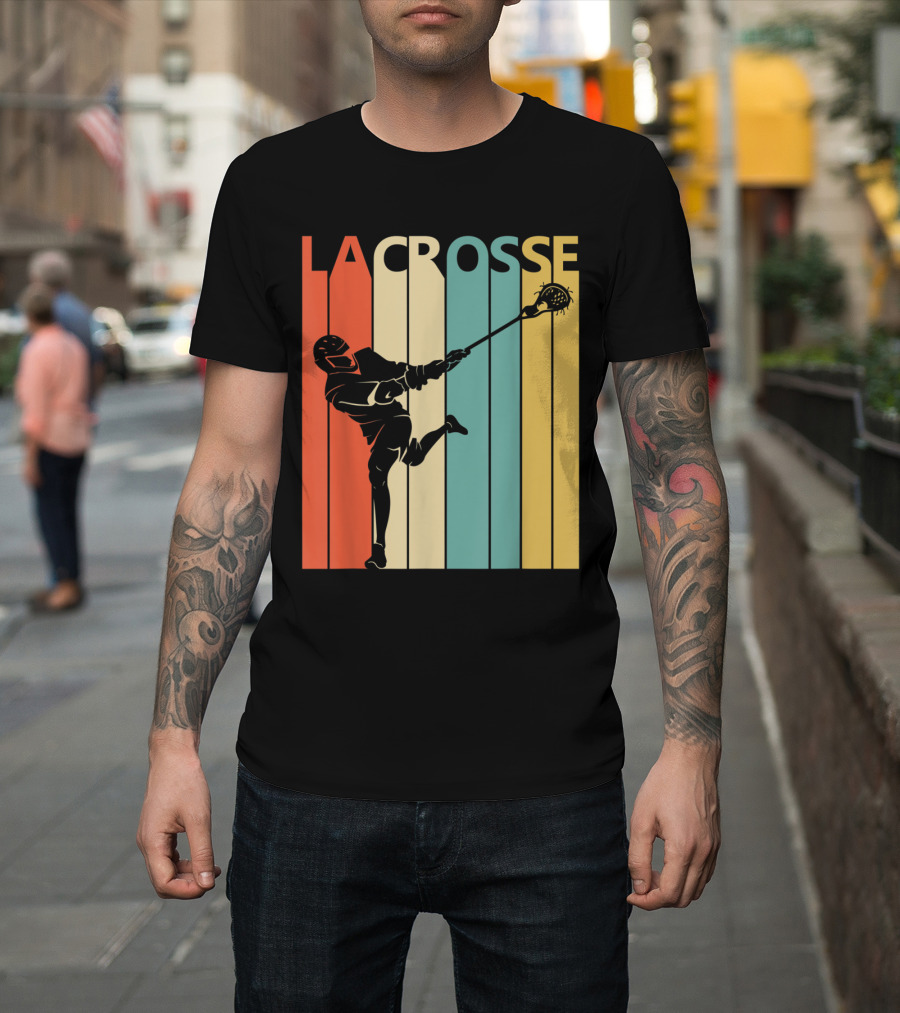 Vintage Lacrosse Retro Stripes T-Shirt