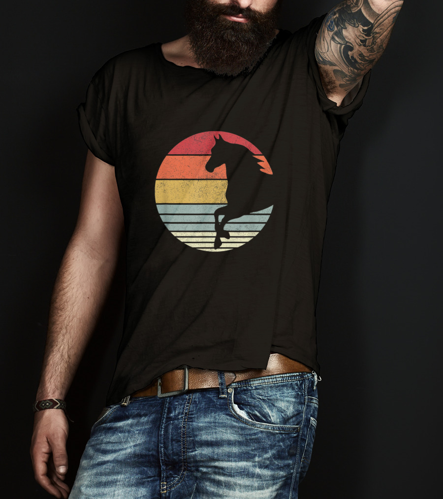Vintage Riding Horses Retro Sunset T-Shirt