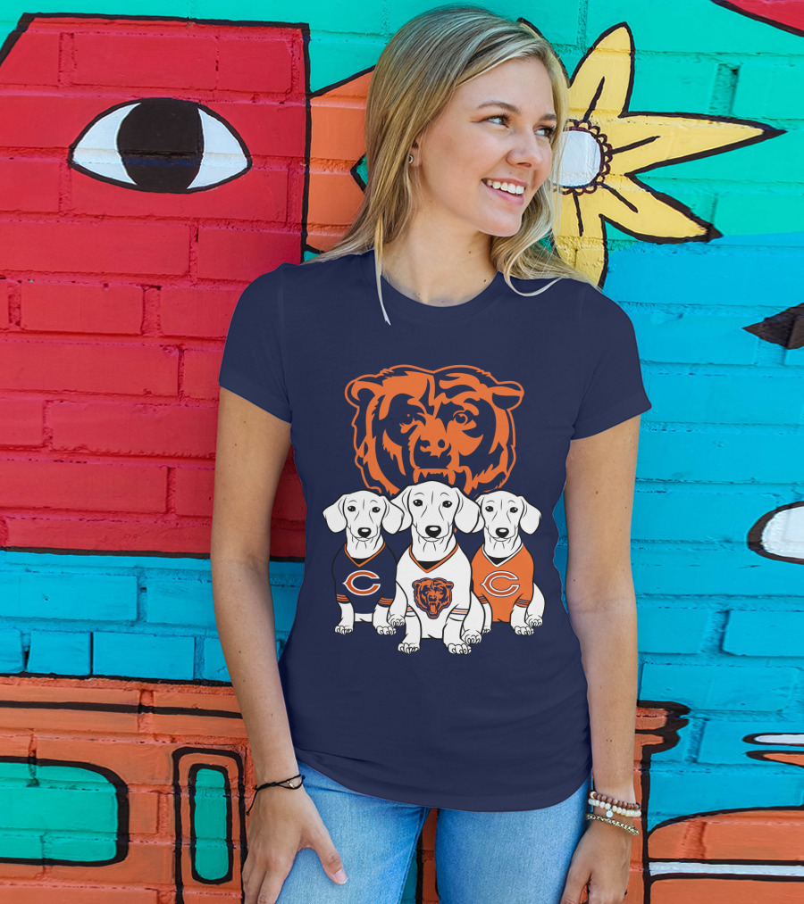 Chicago Bears Pet Lover Dachshund Dogs Football T-Shirt