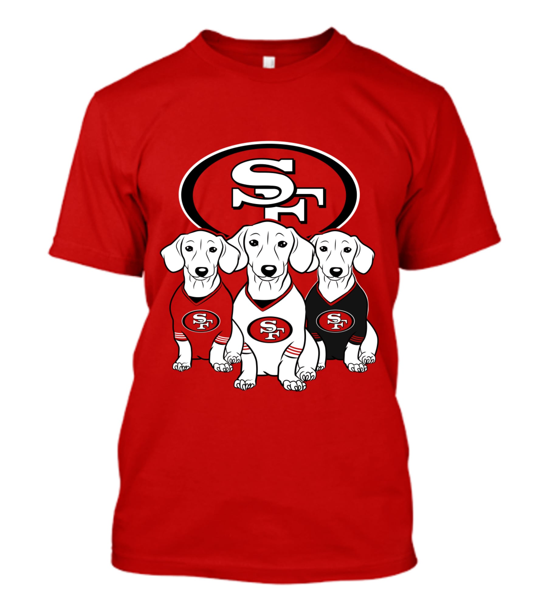 San Francisco 49ers Dachshund Dog Trio T-Shirt