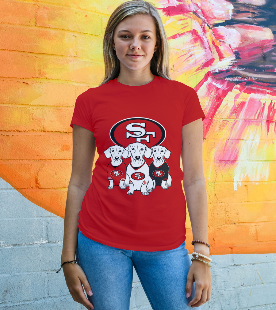San Francisco 49ers Dachshund Dog Trio T-Shirt