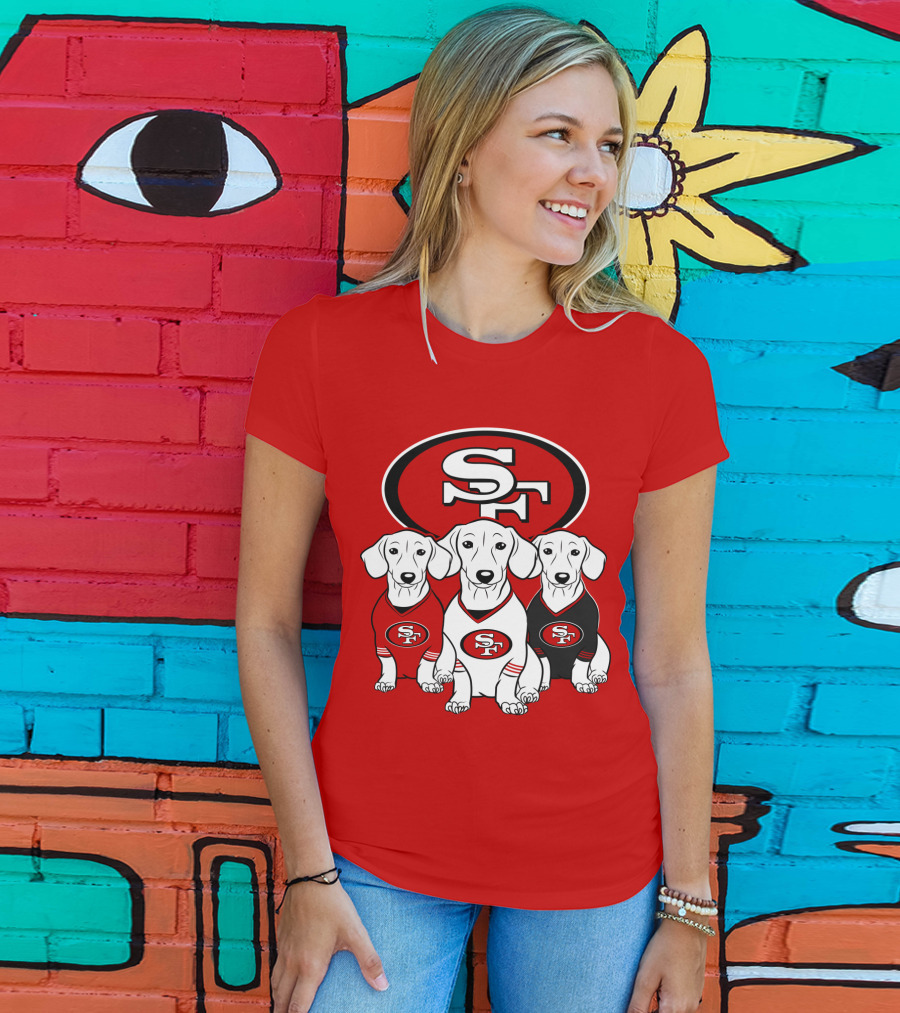 San Francisco 49ers Dachshund Dog Trio T-Shirt