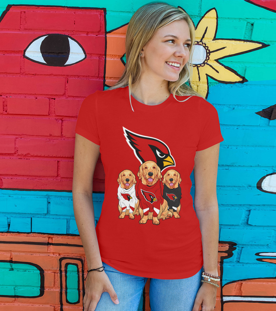 Arizona Cardinals Golden Retrievers Red Uniforms T-Shirt
