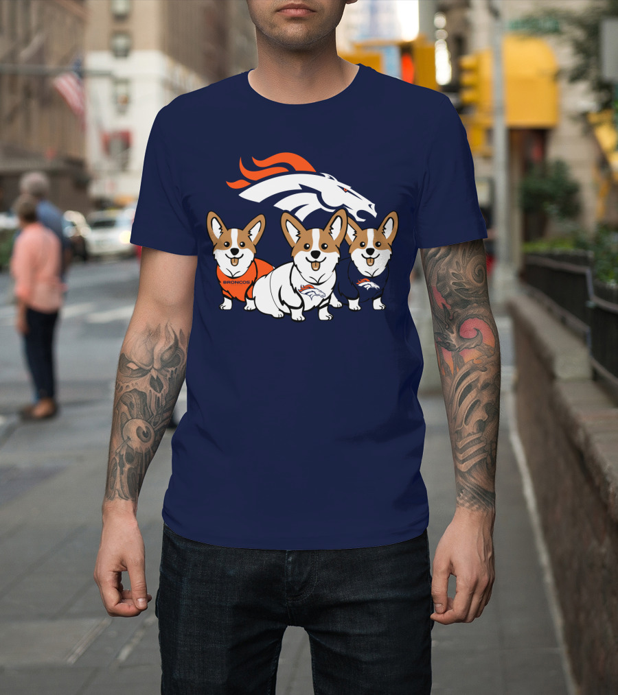 Denver Broncos Corgi Trio T-Shirt