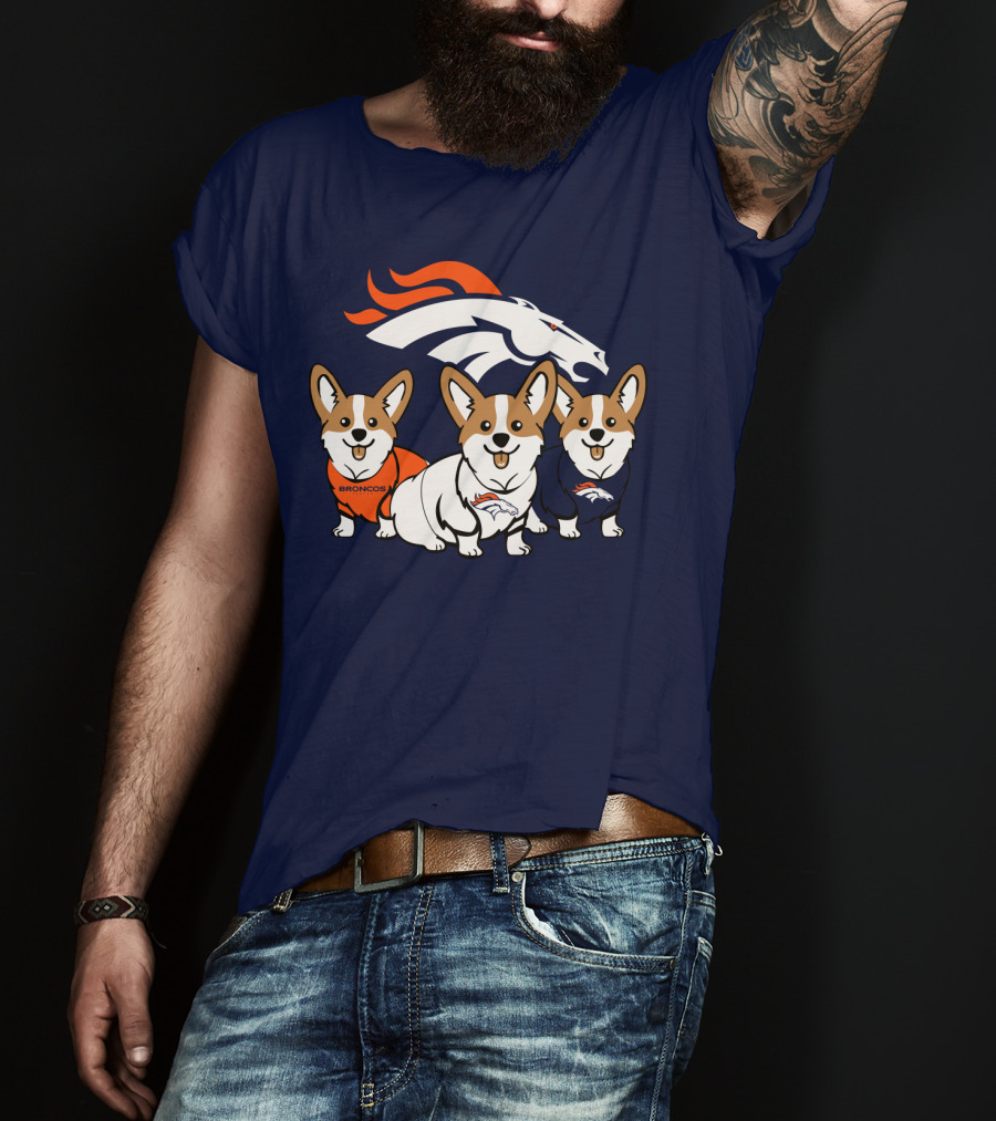 Denver Broncos Corgi Trio T-Shirt