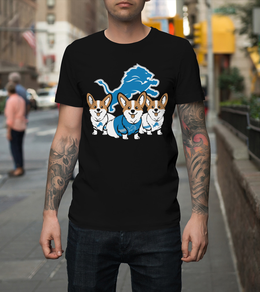 Detroit Lions Corgi Trio T-Shirt