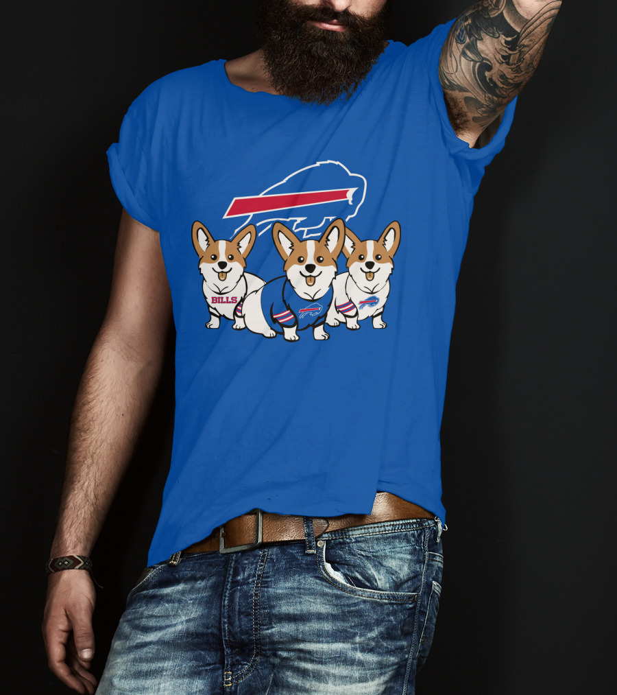 Buffalo Bills Corgi Trio Blue T-Shirt