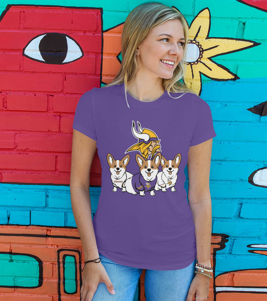 Minnesota Vikings Corgi Trio T-Shirt