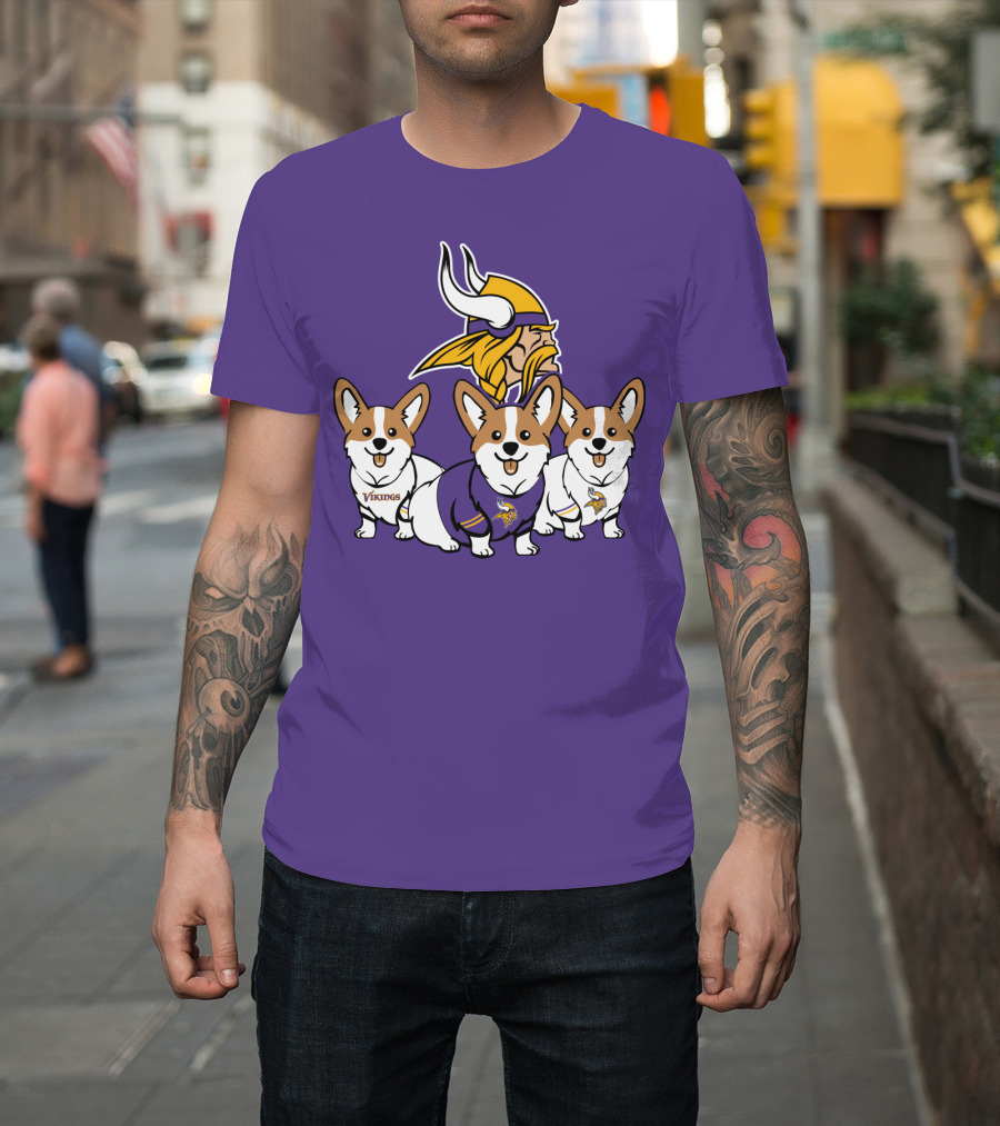 Minnesota Vikings Corgi Trio T-Shirt