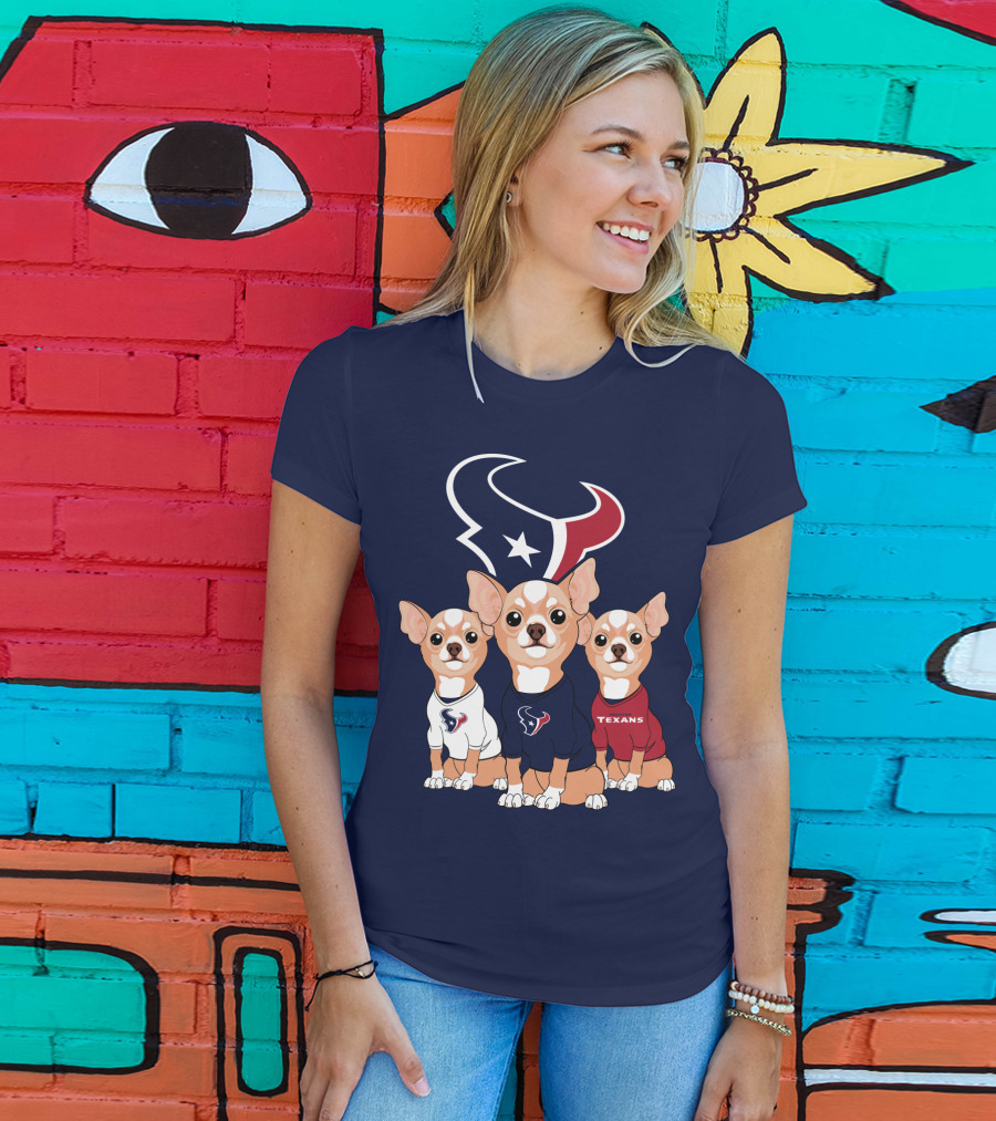 Houston Texans Chihuahua Trio Fan T-Shirt